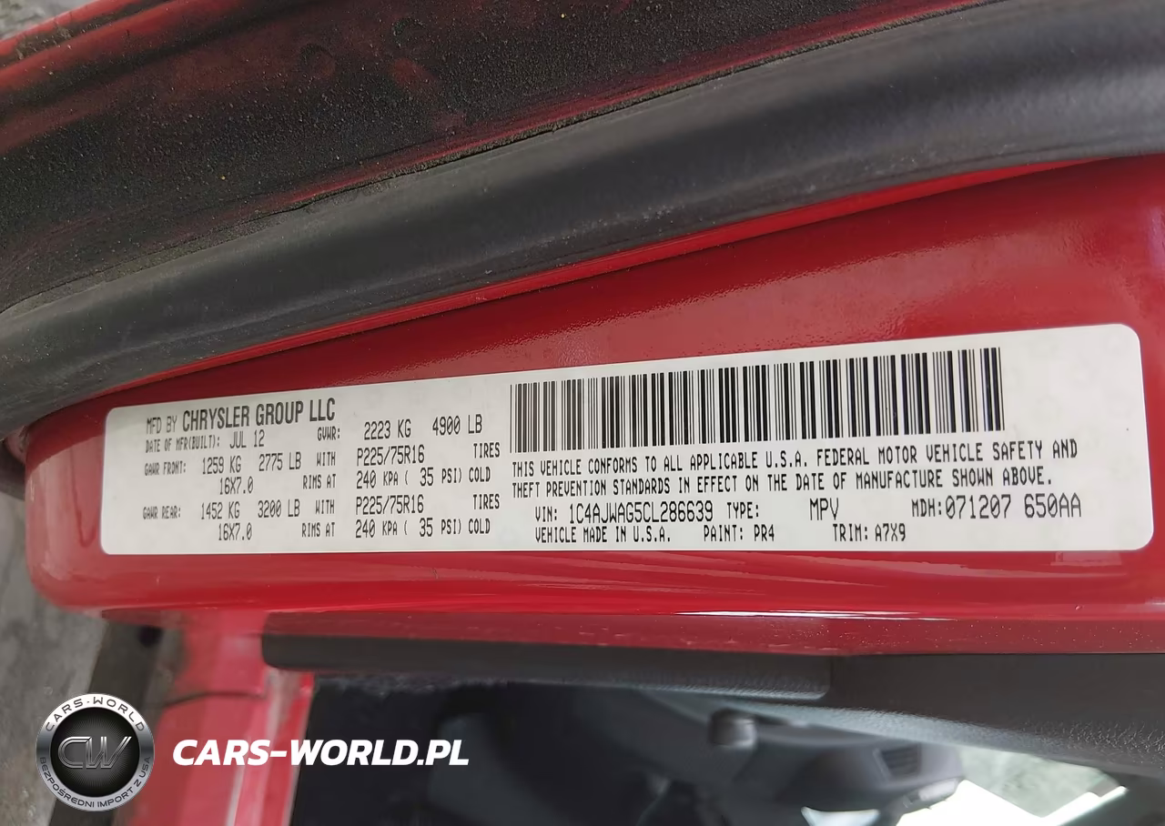 2012 Jeep Wrangler Sport VIN:1C4AJWAG5CL286639 - 9