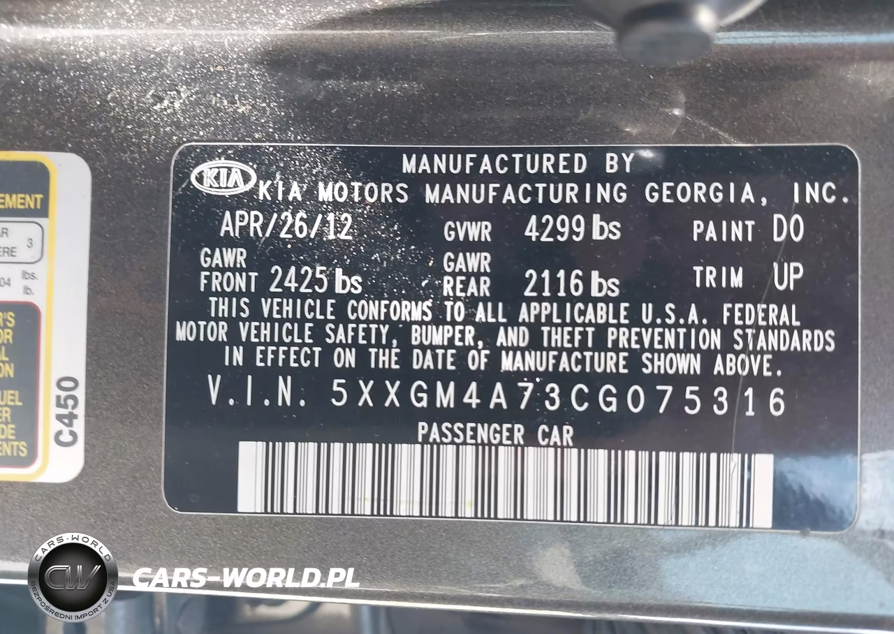 2012 Kia Optima Lx VIN:5XXGM4A73CG075316 - 9