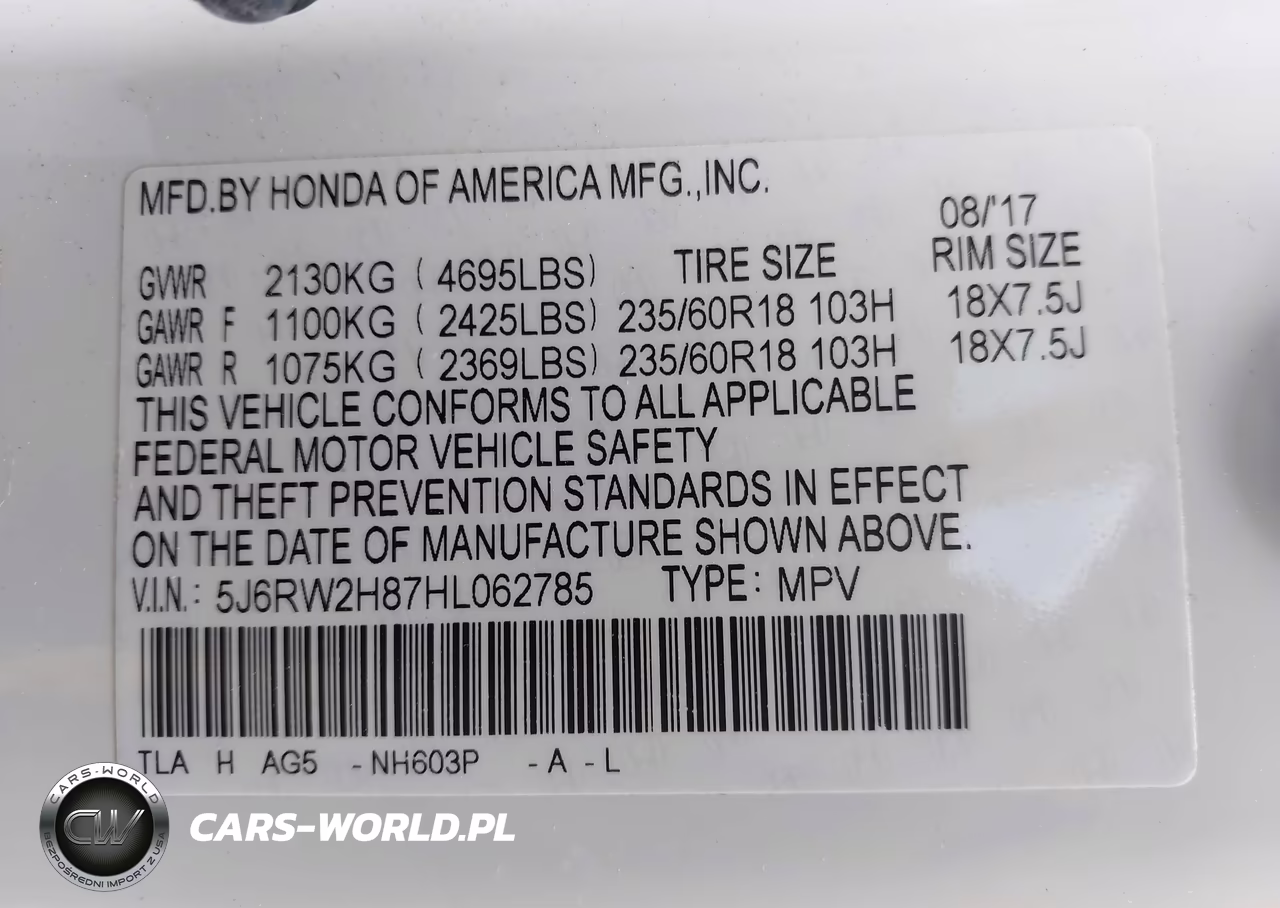2017 Honda Cr-V Ex-L-Ex-L Navi VIN:5J6RW2H87HL062785 - 9