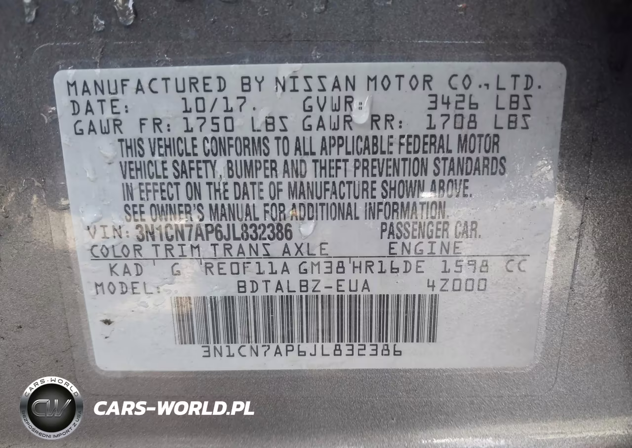 2018 Nissan Versa 1.6 Sv VIN:3N1CN7AP6JL832386 - 9
