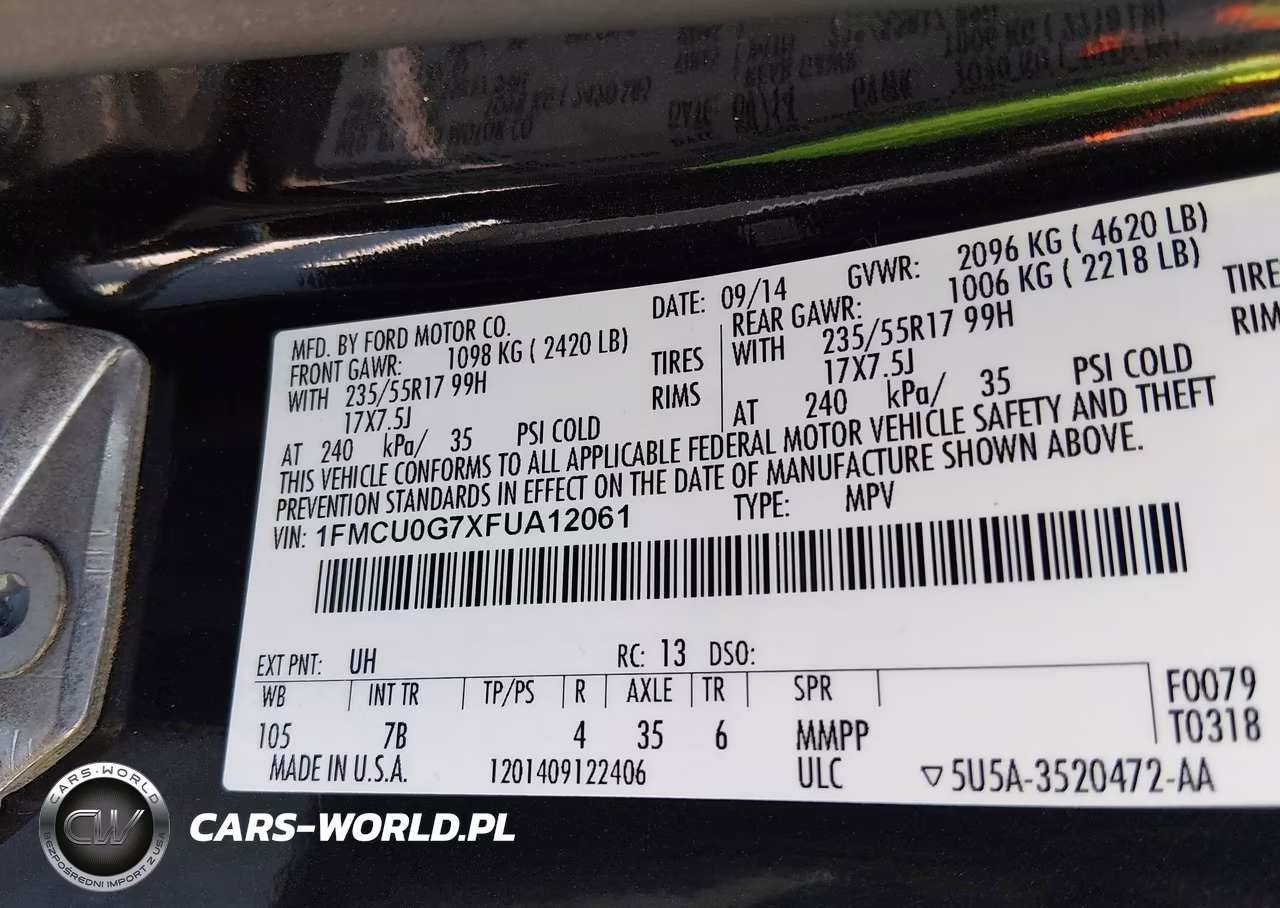 2015 Ford Escape Se VIN:1FMCU0G7XFUA12061 - 9