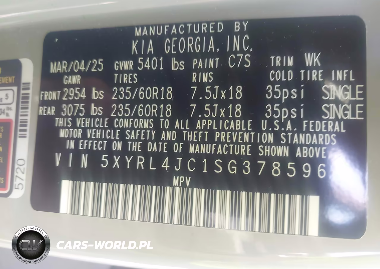 2025 Kia Sorento S VIN:5XYRL4JC1SG378596 - 9