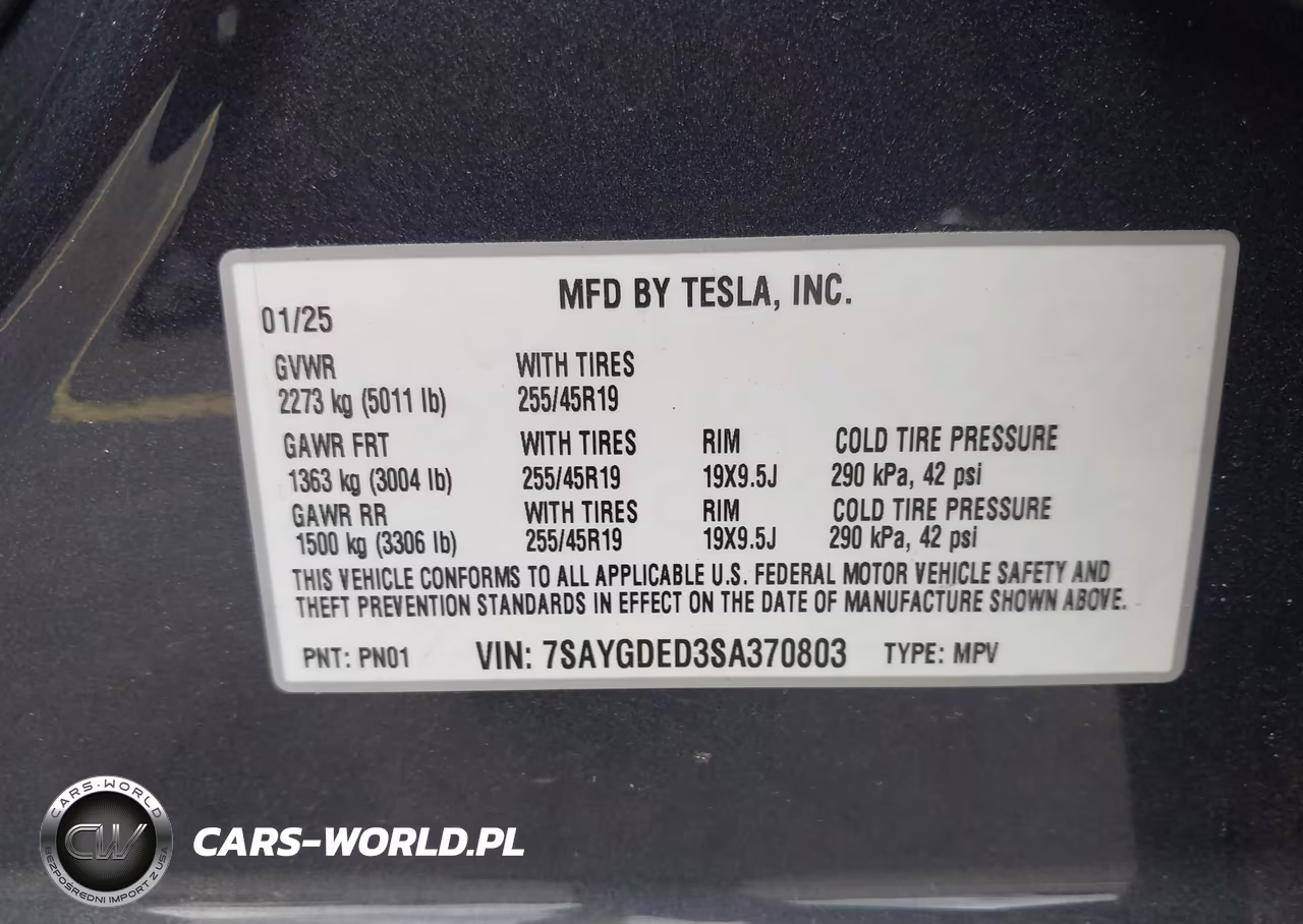 2025 Tesla Model Y Long Range Dual Motor Rear-Wheel Drive VIN:7SAYGDED3SA370803 - 9