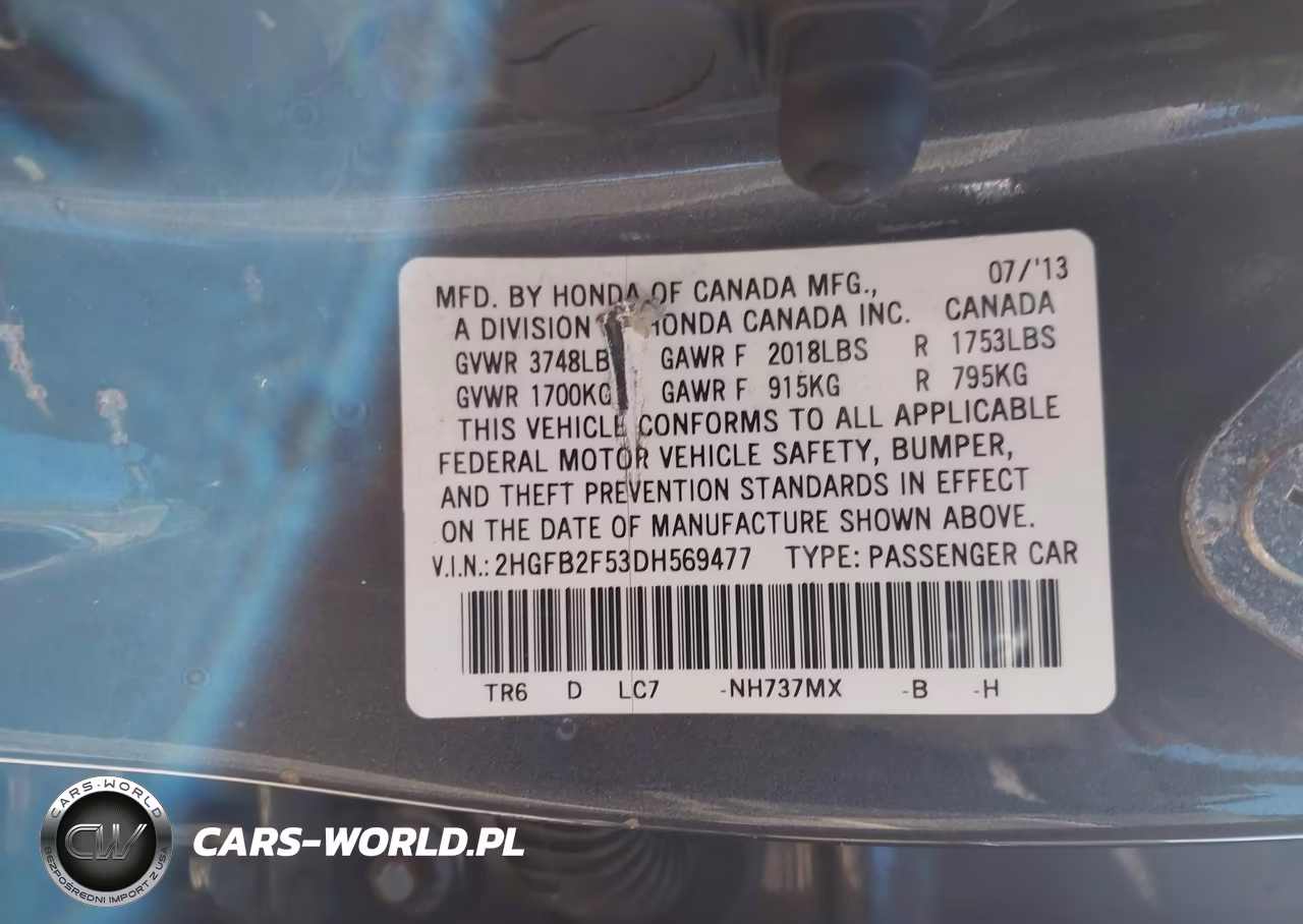 2013 Honda Civic Lx VIN:2HGFB2F53DH569477 - 9