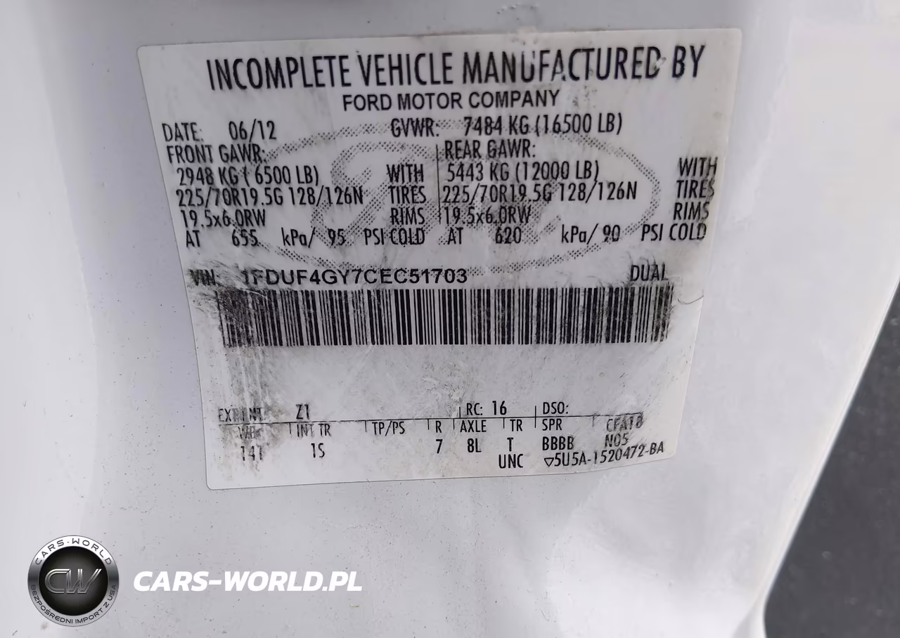 2012 Ford F-450 Chassis Xl VIN:1FDUF4GY7CEC51703 - 8