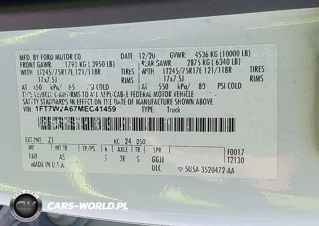 2021 Ford F-250 Xl VIN:1FT7W2A67MEC41459 - 9