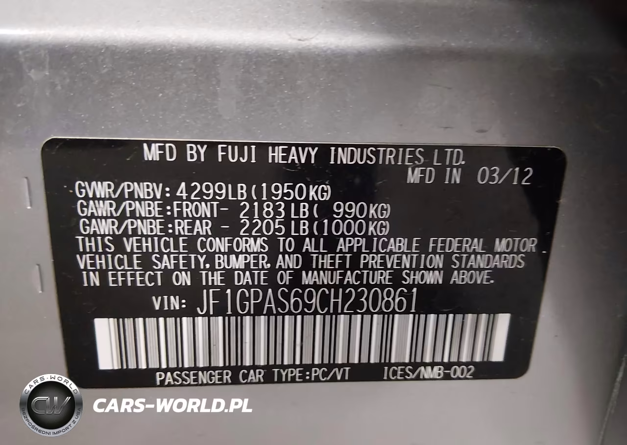 2012 Subaru Impreza 2.0I Sport Limited VIN:JF1GPAS69CH230861 - 9