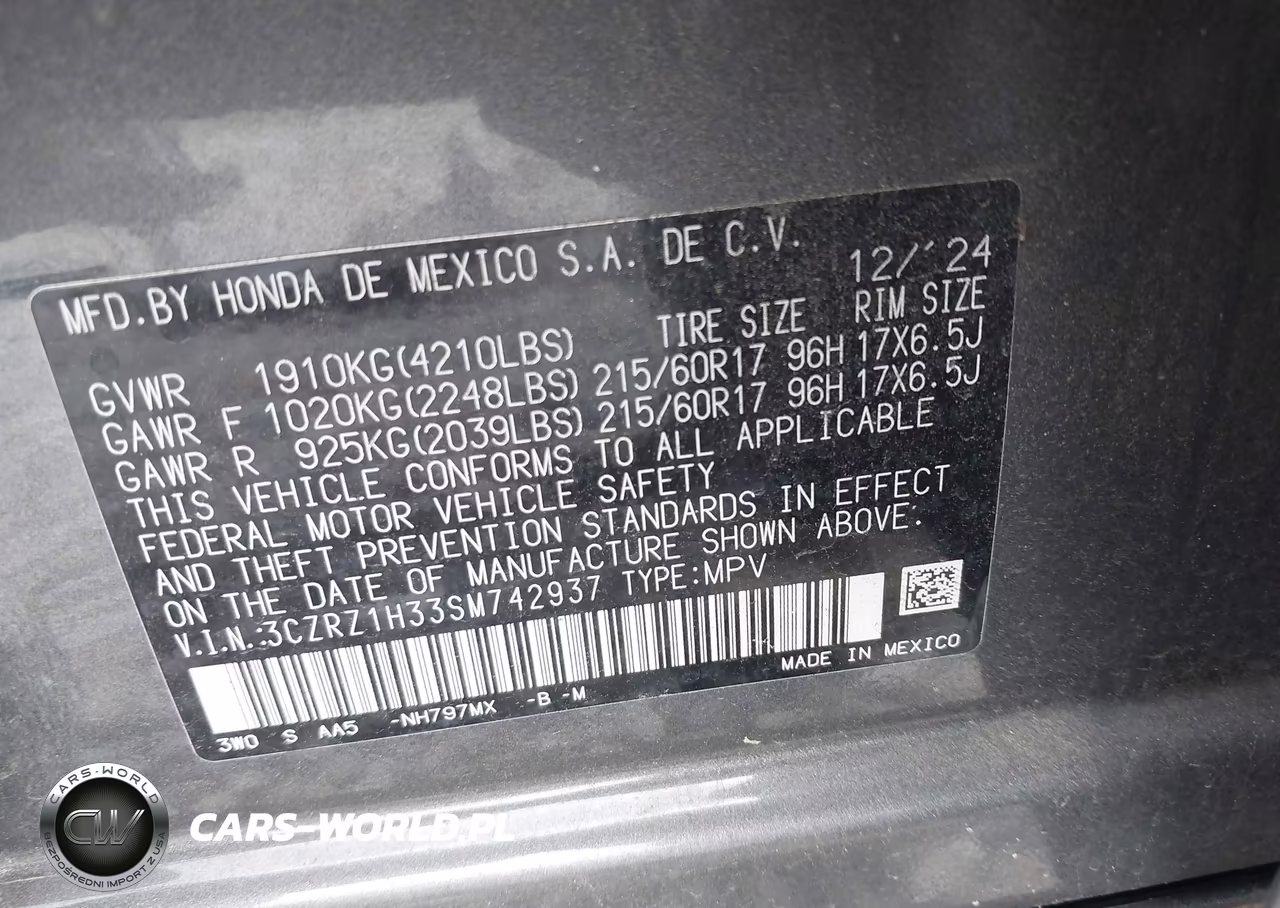 2025 Honda Hr-V 2Wd Lx VIN:3CZRZ1H33SM742937 - 9