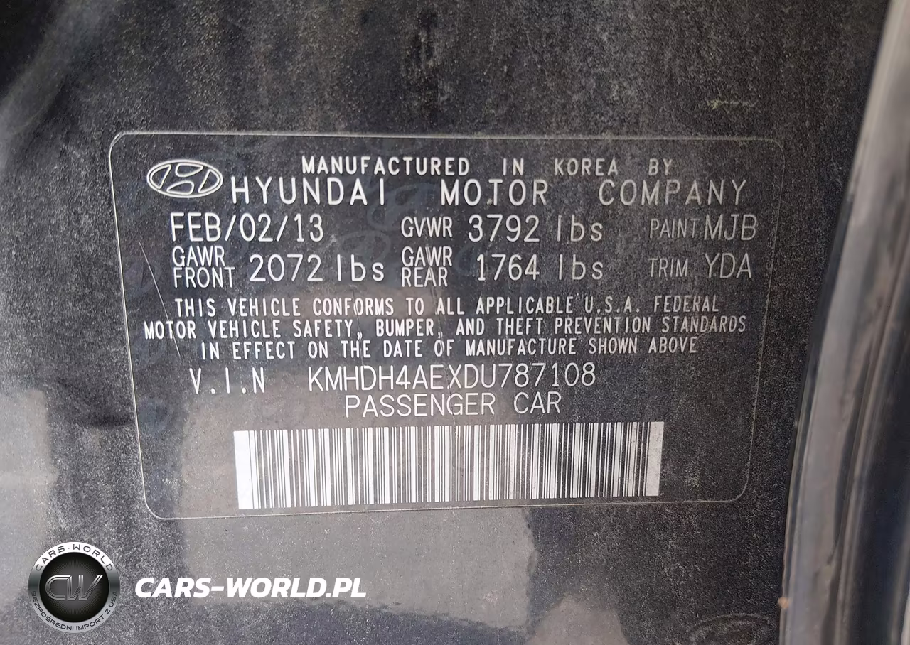 2013 Hyundai Elantra Gls VIN:KMHDH4AEXDU787108 - 9