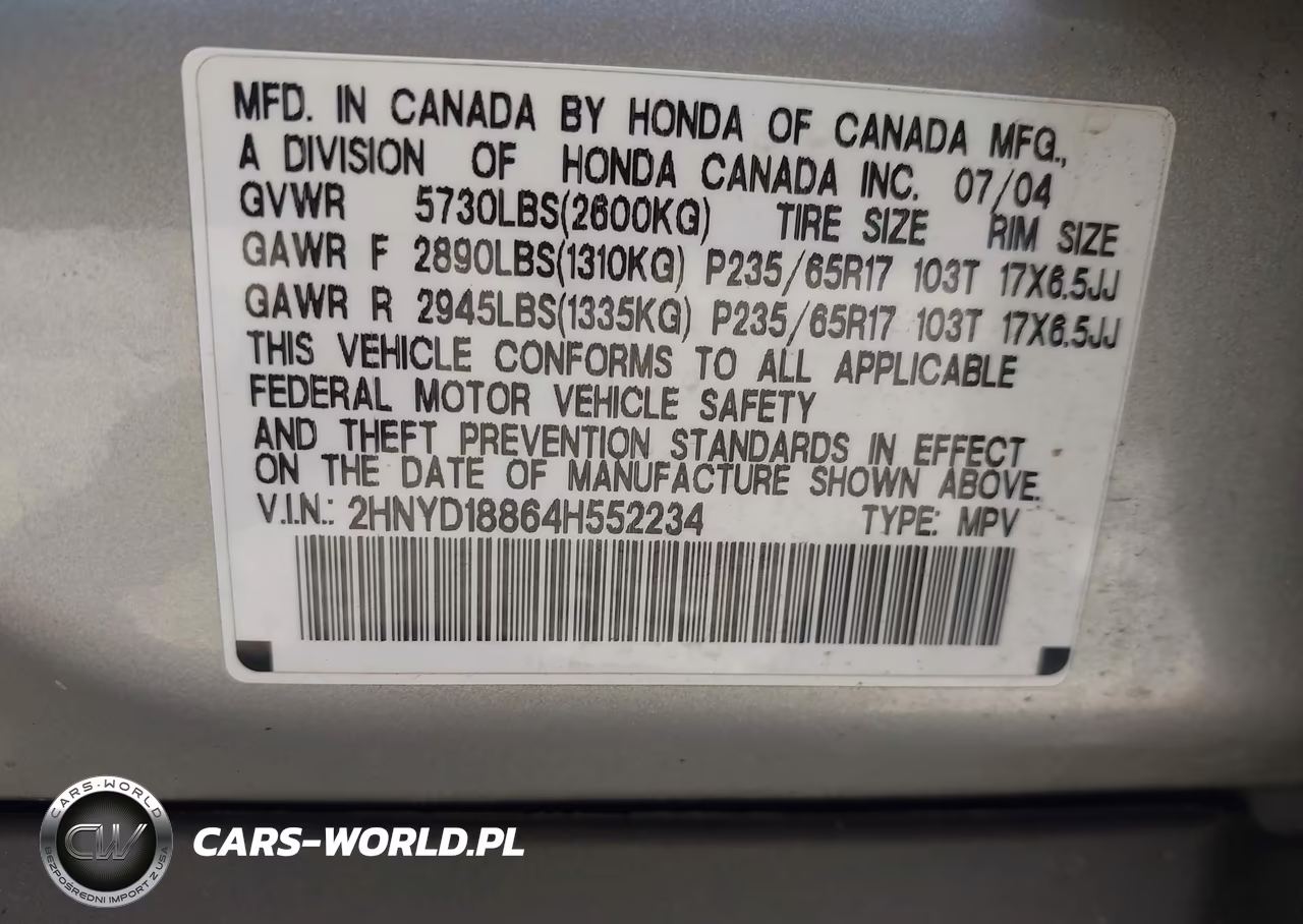 2004 Acura Mdx VIN:2HNYD18864H552234 - 9