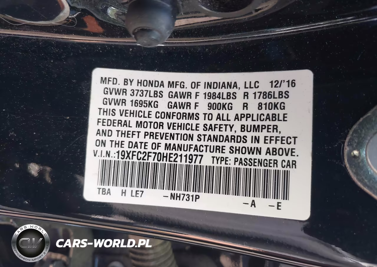 2017 Honda Civic Ex VIN:19XFC2F70HE211977 - 9