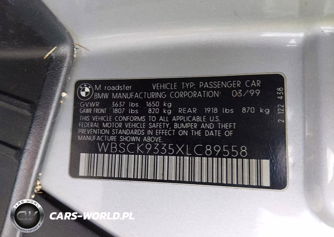 1999 BMW M VIN:WBSCK9335XLC89558 - 9