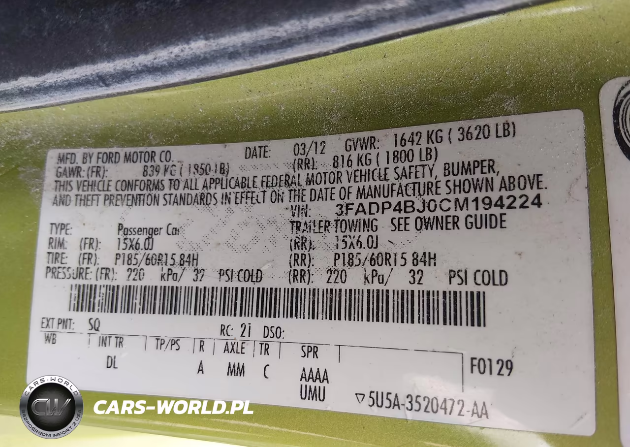 2012 Ford Fiesta Se VIN:3FADP4BJ0CM194224 - 9