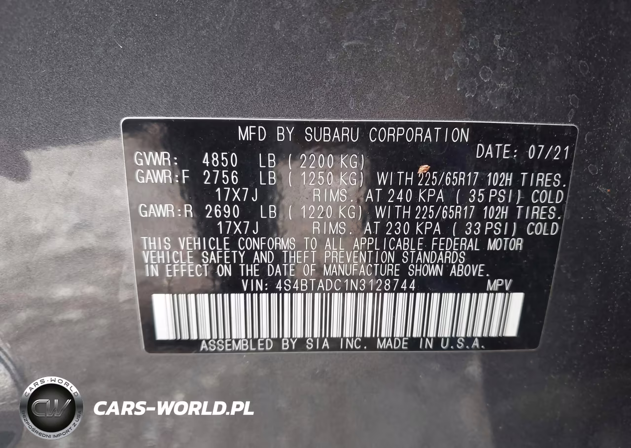 2022 Subaru Outback Premium VIN:4S4BTADC1N3128744 - 9