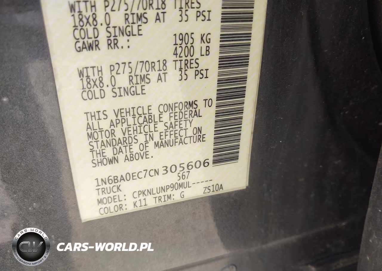 2012 Nissan Titan Pro-4X VIN:1N6BA0EC7CN305606 - 9