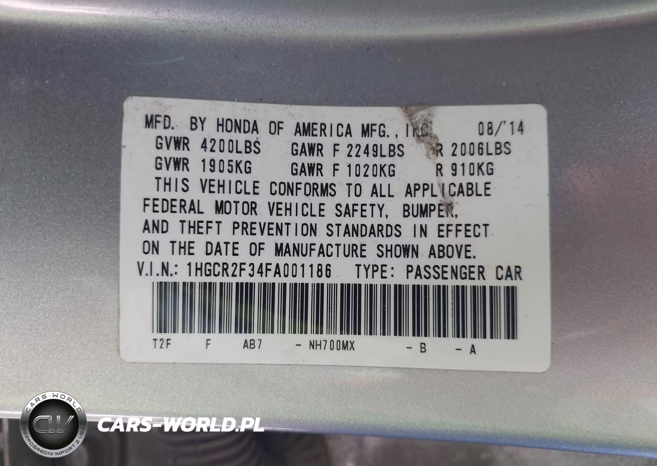 2015 Honda Accord Lx VIN:1HGCR2F34FA001186 - 9