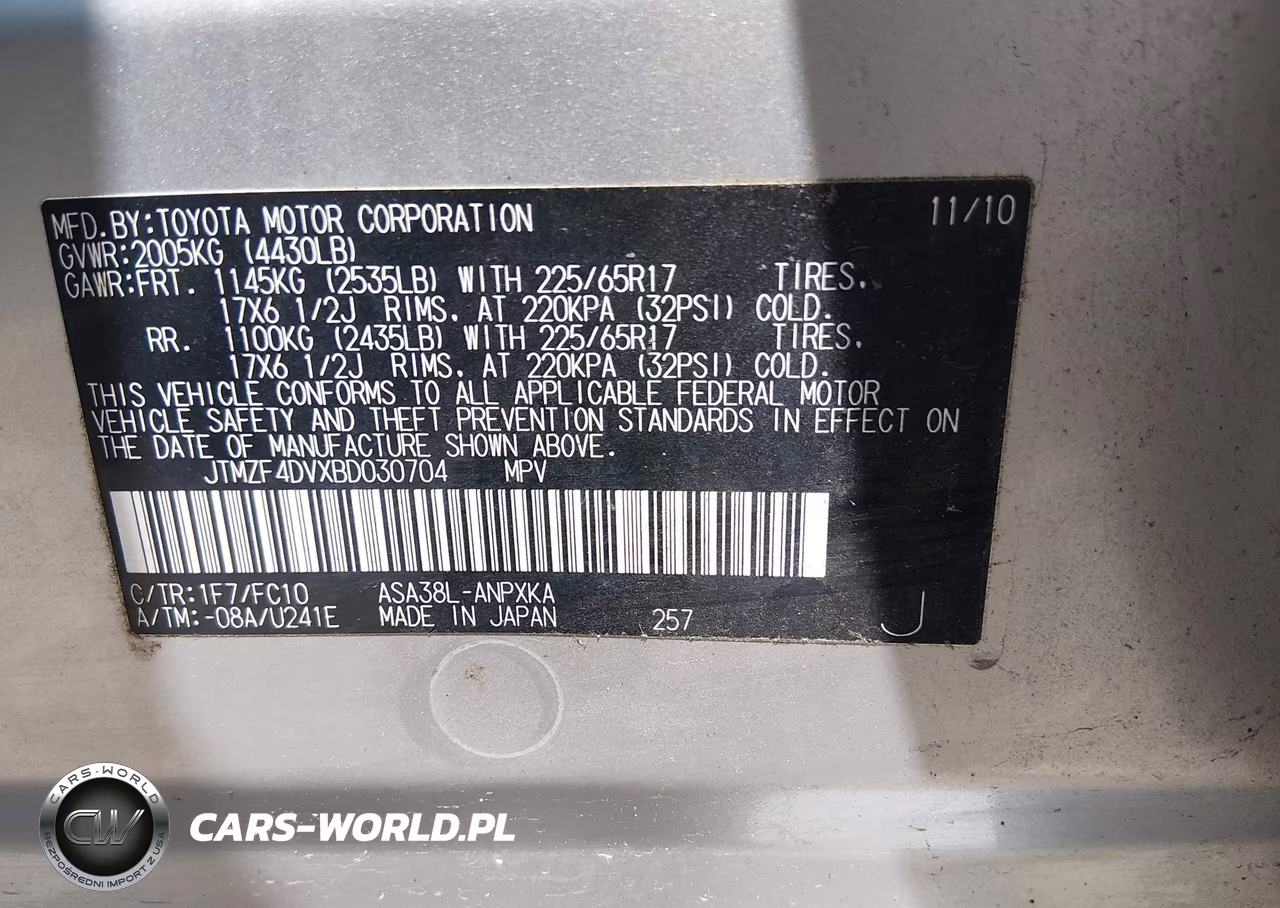 2011 Toyota Rav4 VIN:JTMZF4DVXBD030704 - 9