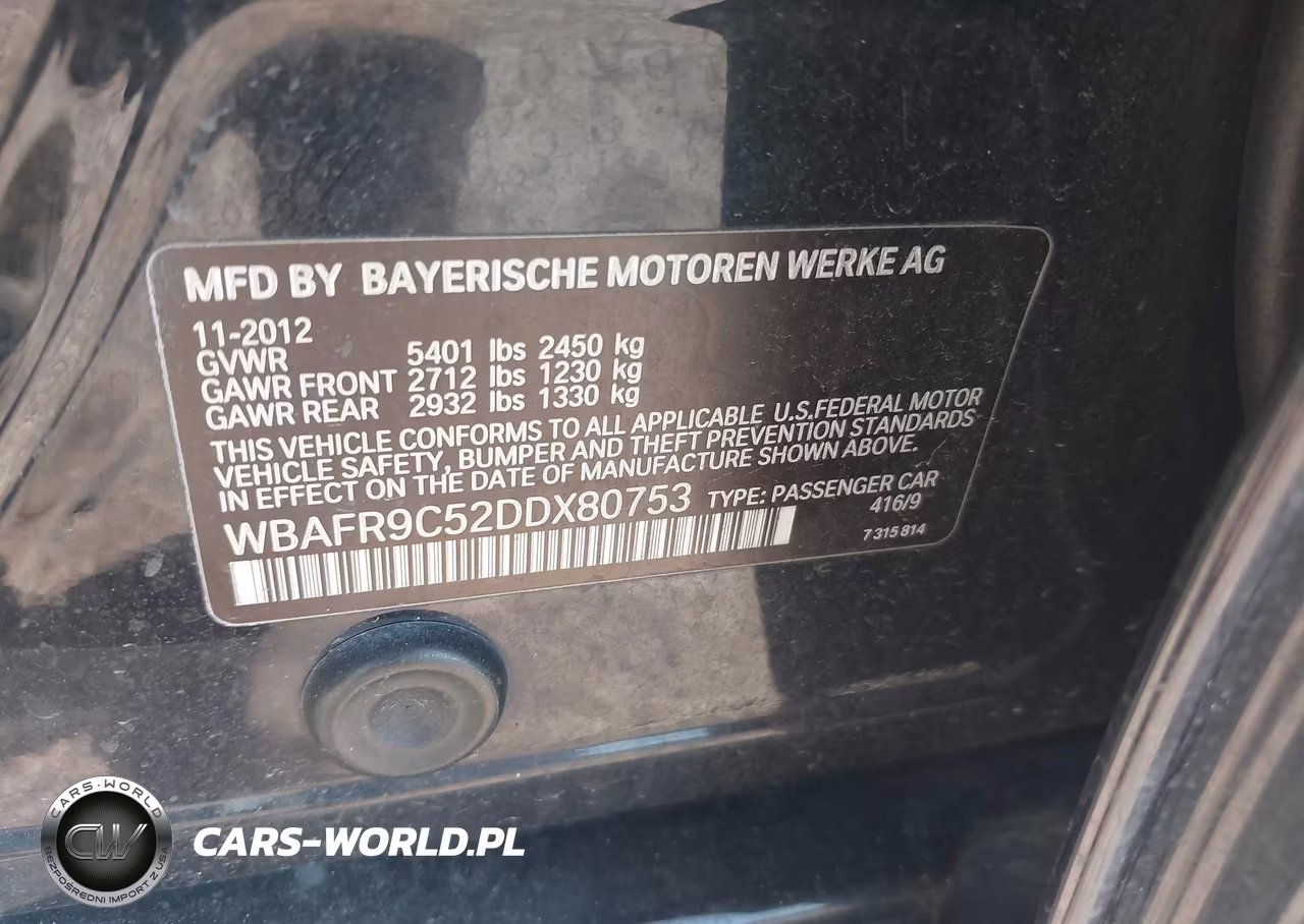 2013 BMW 550I VIN:WBAFR9C52DDX80753 - 9