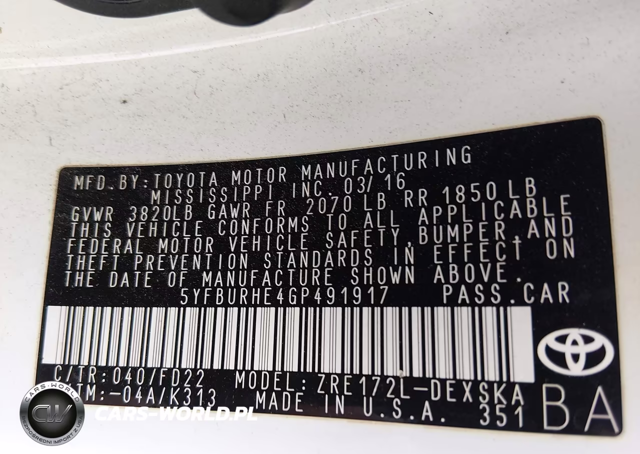 2016 Toyota Corolla S VIN:5YFBURHE4GP491917 - 9