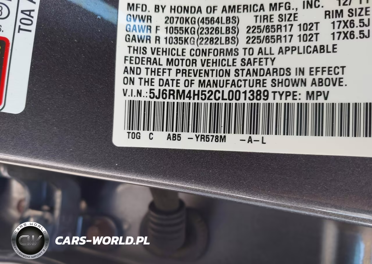 2012 Honda Cr-V Ex VIN:5J6RM4H52CL001389 - 9