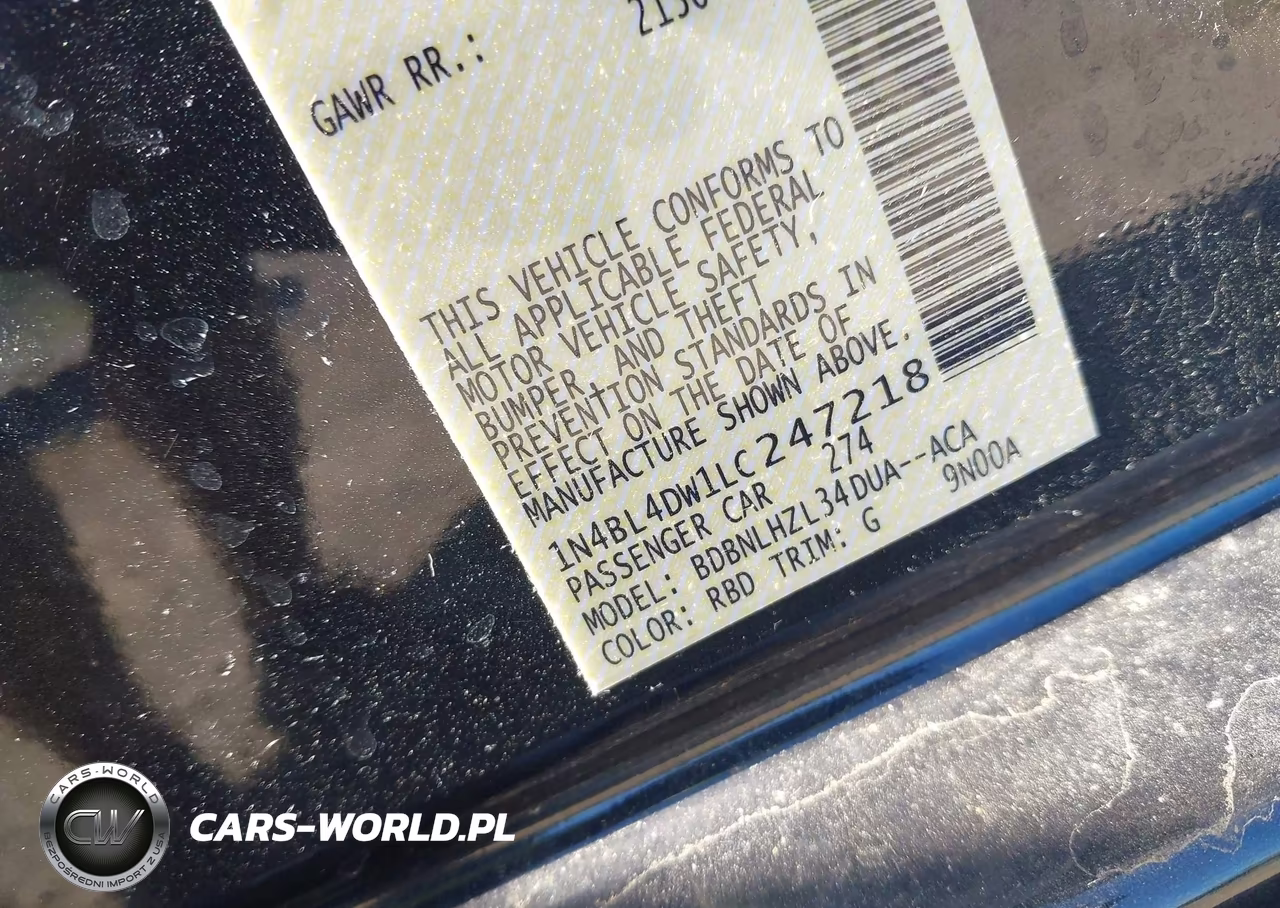 2020 Nissan Altima Sv Intelligent Awd VIN:1N4BL4DW1LC247218 - 9