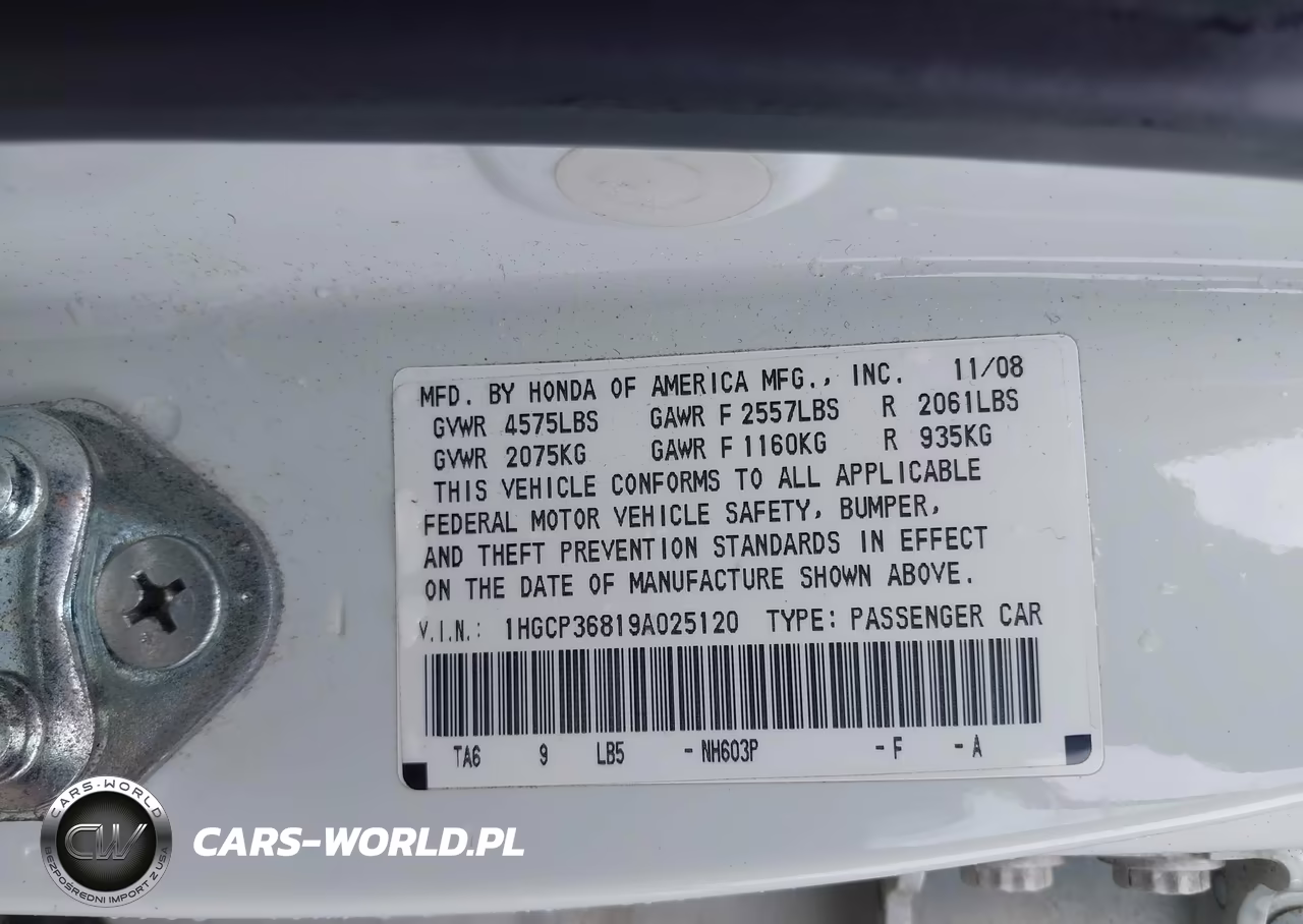 2009 Honda Accord 3.5 Ex-L VIN:1HGCP36819A025120 - 9