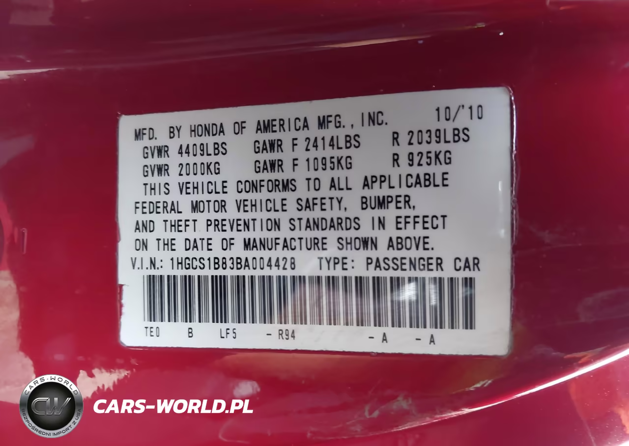 2011 Honda Accord 2.4 Ex-L VIN:1HGCS1B83BA004428 - 9