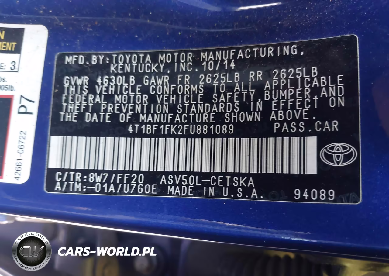 2015 Toyota Camry Se VIN:4T1BF1FK2FU881089 - 9