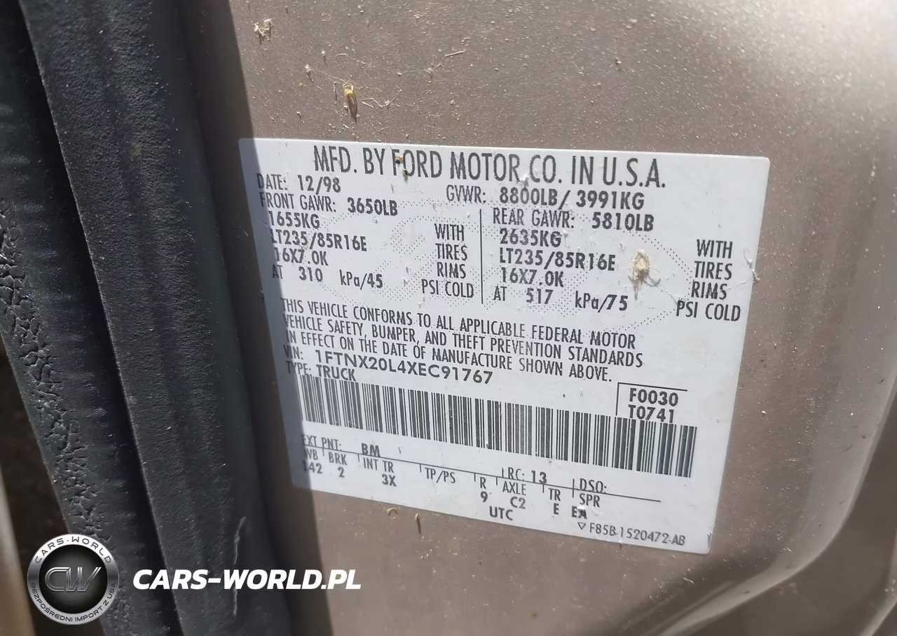 1999 Ford F-250 Lariat-Xl-Xlt VIN:1FTNX20L4XEC91767 - 9