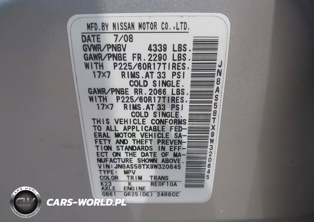 2009 Nissan Rogue Sl VIN:JN8AS58TX9W320645 - 9