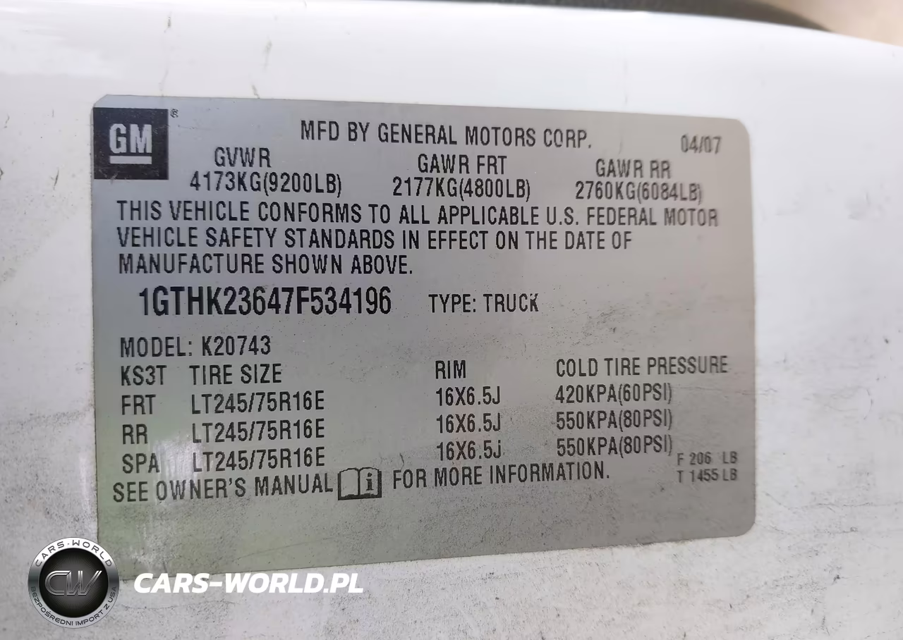 2007 GMC Sierra 2500Hd Sle1 VIN:1GTHK23647F534196 - 9