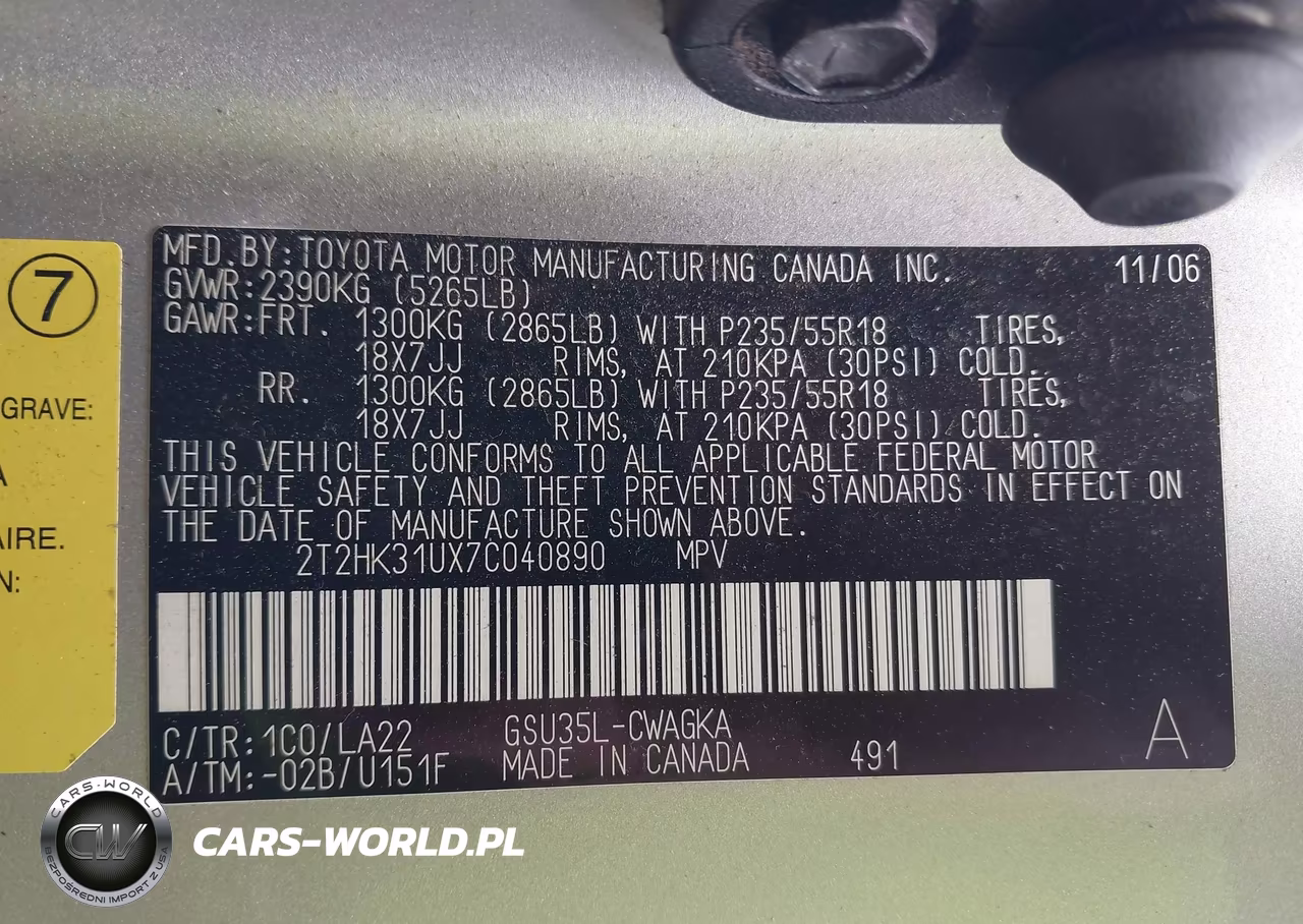 2007 Lexus Rx 350 VIN:2T2HK31UX7C040890 - 9