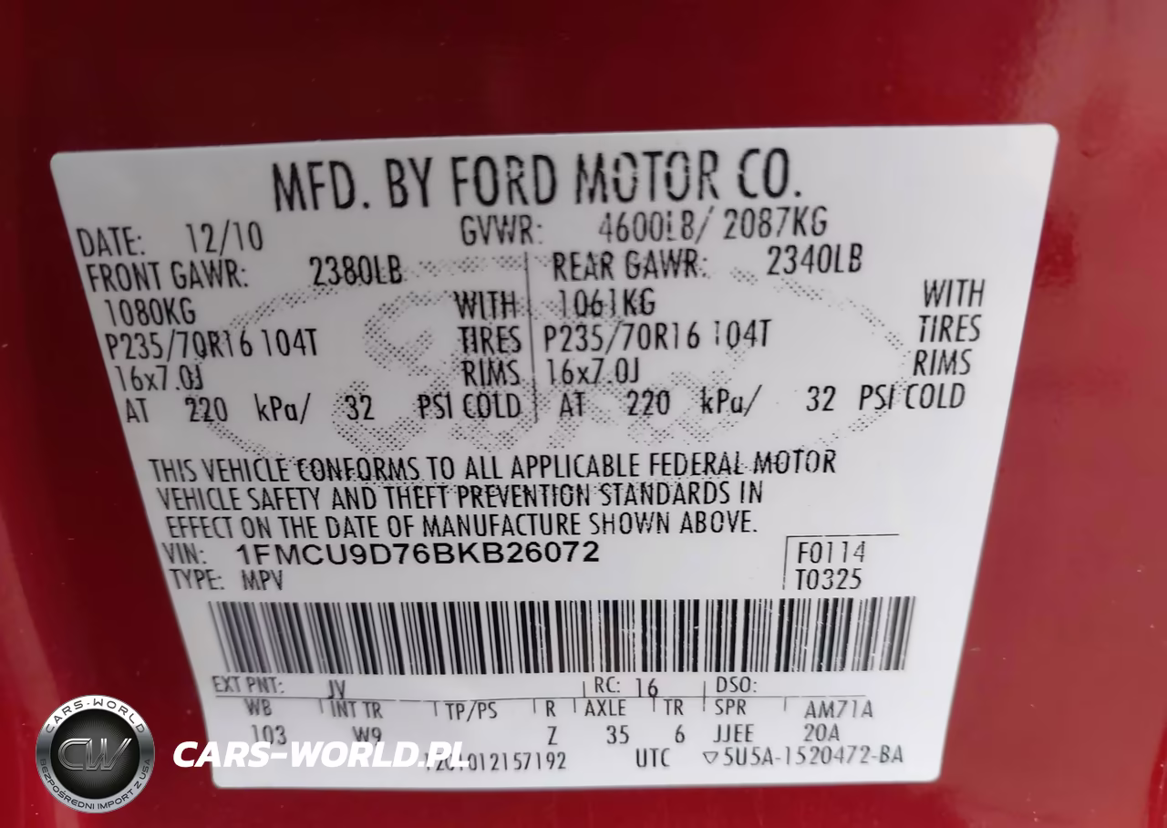 2011 Ford Escape Xlt VIN:1FMCU9D76BKB26072 - 9