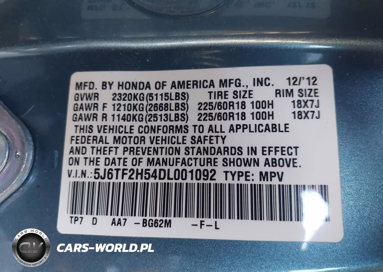 2013 Honda Crosstour Exl VIN:5J6TF2H54DL001092 - 9