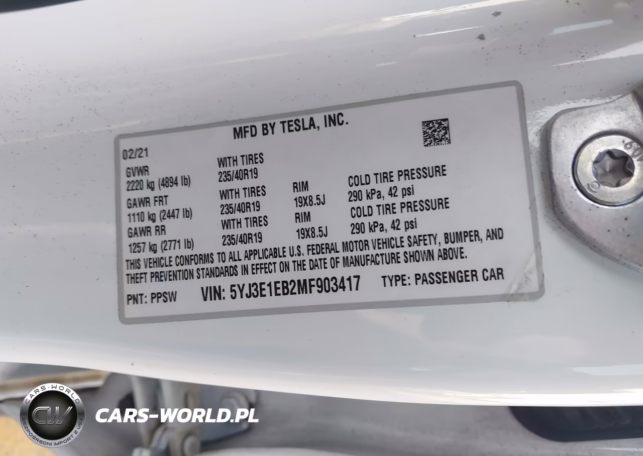 2021 Tesla Model 3 Long Range VIN:5YJ3E1EB2MF903417 - 9