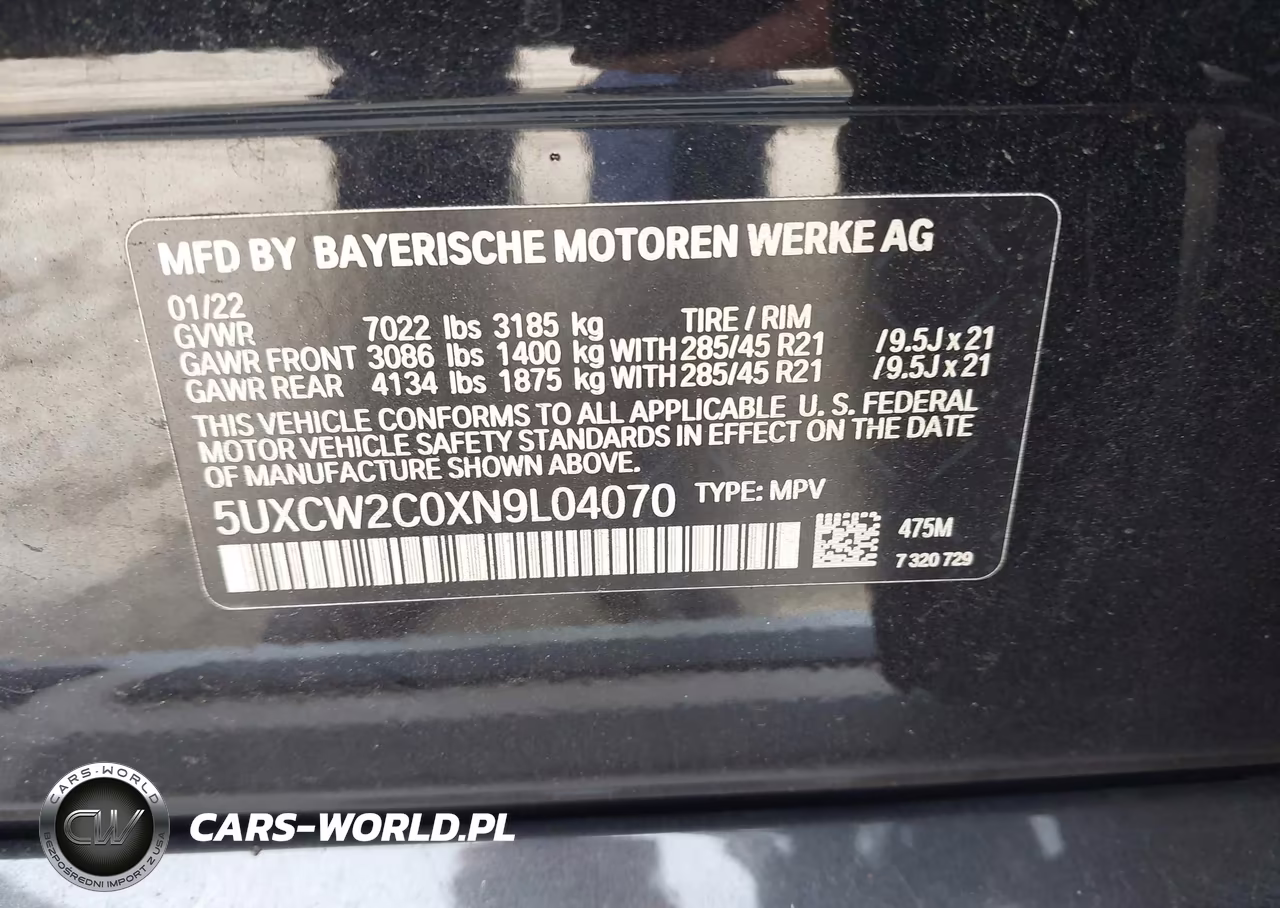2022 BMW X7 xDrive40I VIN:5UXCW2C0XN9L04070 - 9