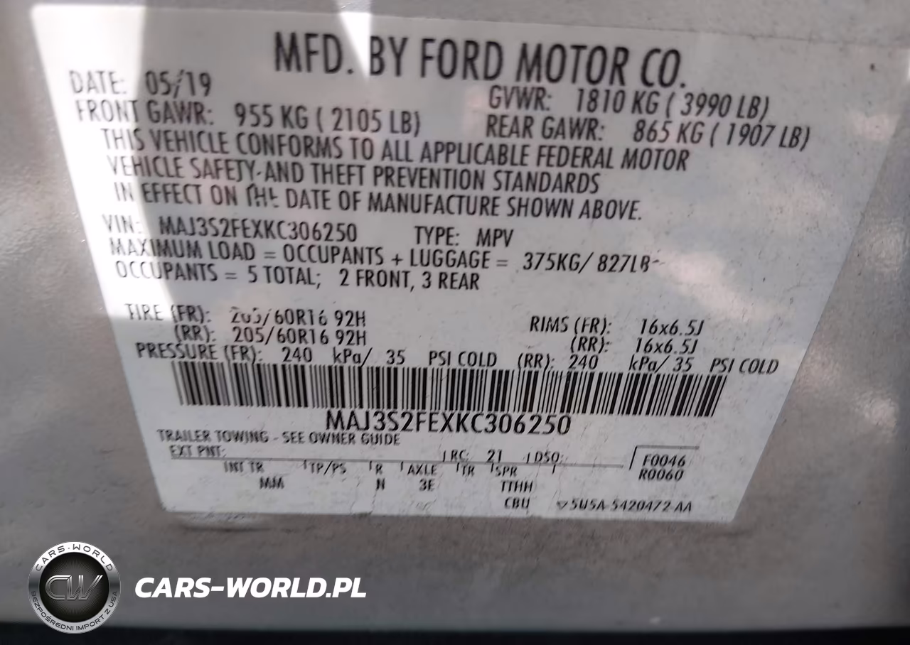 2019 Ford Ecosport S VIN:MAJ3S2FEXKC306250 - 9