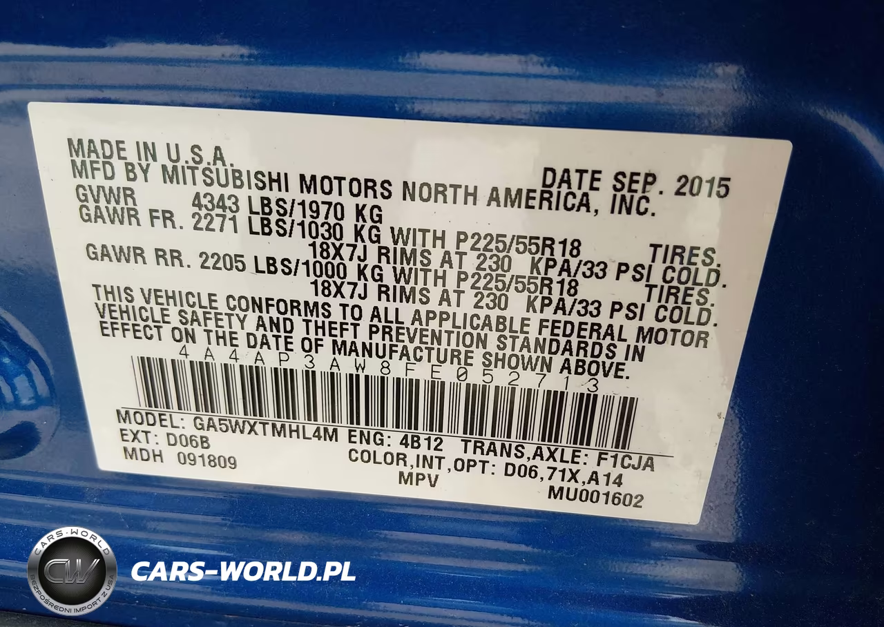 2015 Mitsubishi Outlander Sport Es VIN:4A4AP3AW8FE052713 - 9