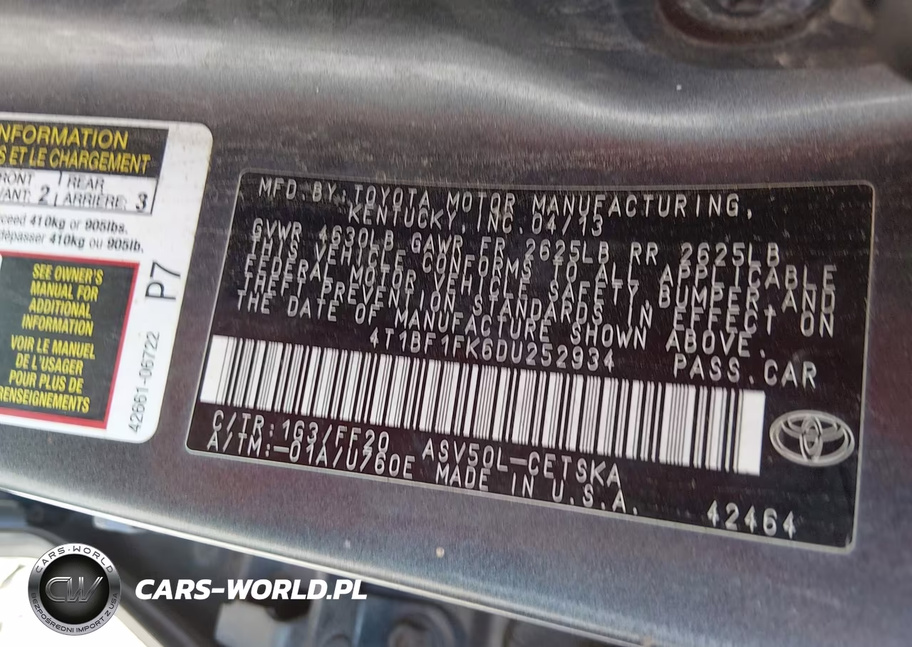 2013 Toyota Camry Se VIN:4T1BF1FK6DU252934 - 9