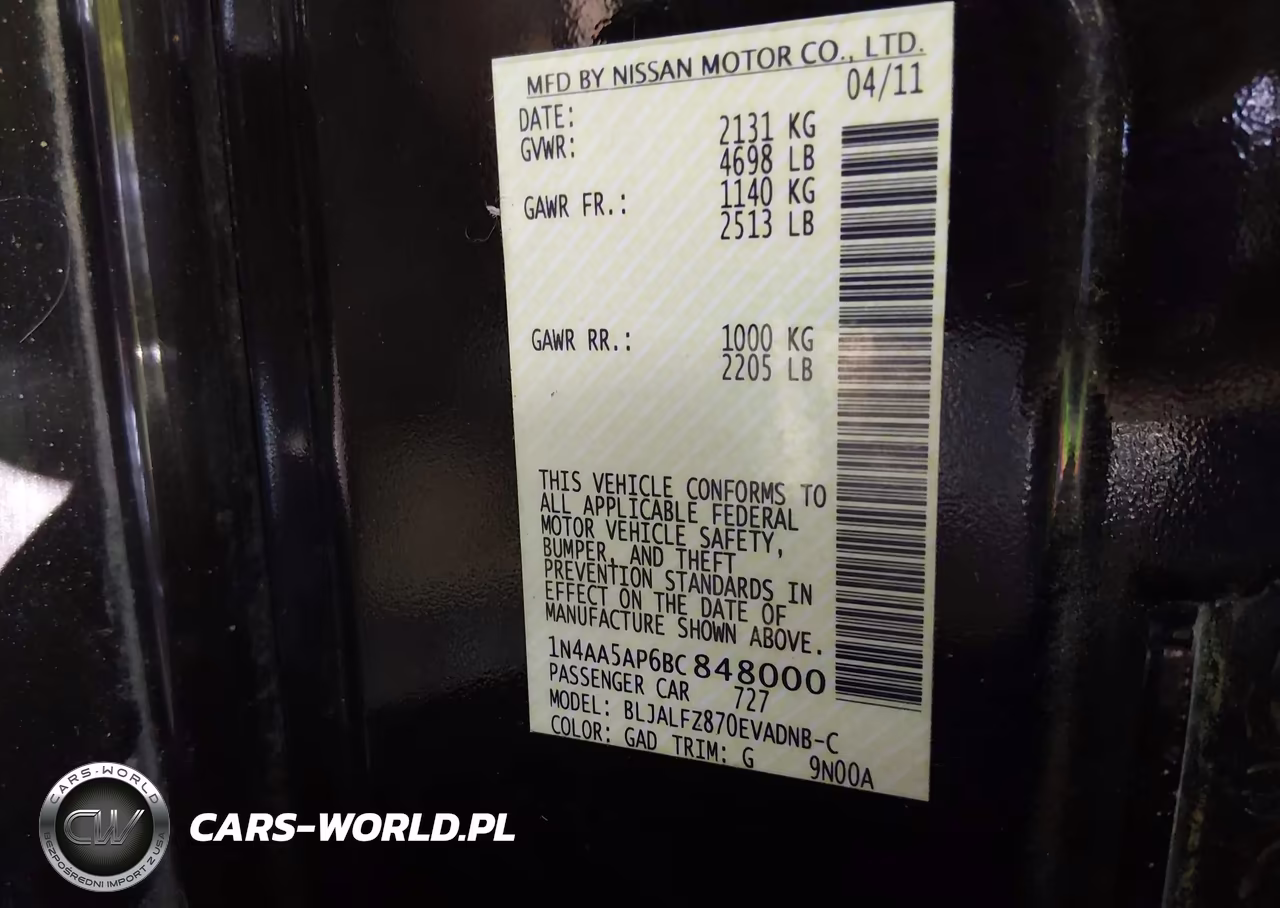 2011 Nissan Maxima 3.5 Sv VIN:1N4AA5AP6BC848000 - 9