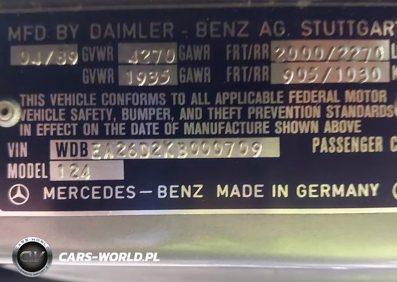 1989 Mercedes-Benz 260 E VIN:WDBEA26D2KB000709 - 9
