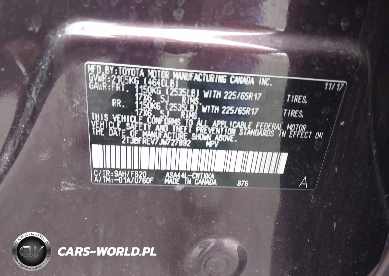 2018 Toyota Rav4 Le VIN:2T3BFREV7JW727892 - 9