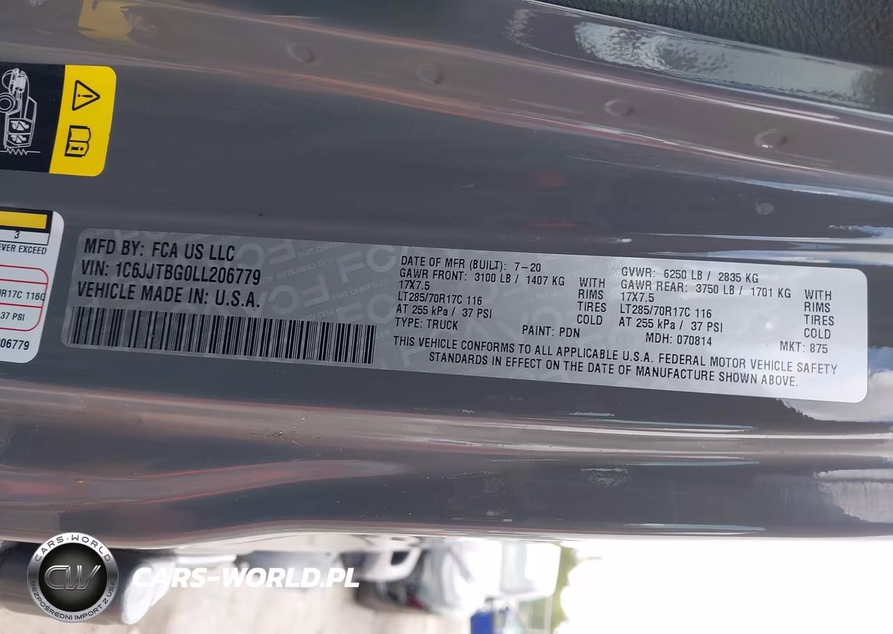 2020 Jeep Gladiator Rubicon 4X4 VIN:1C6JJTBG0LL206779 - 9