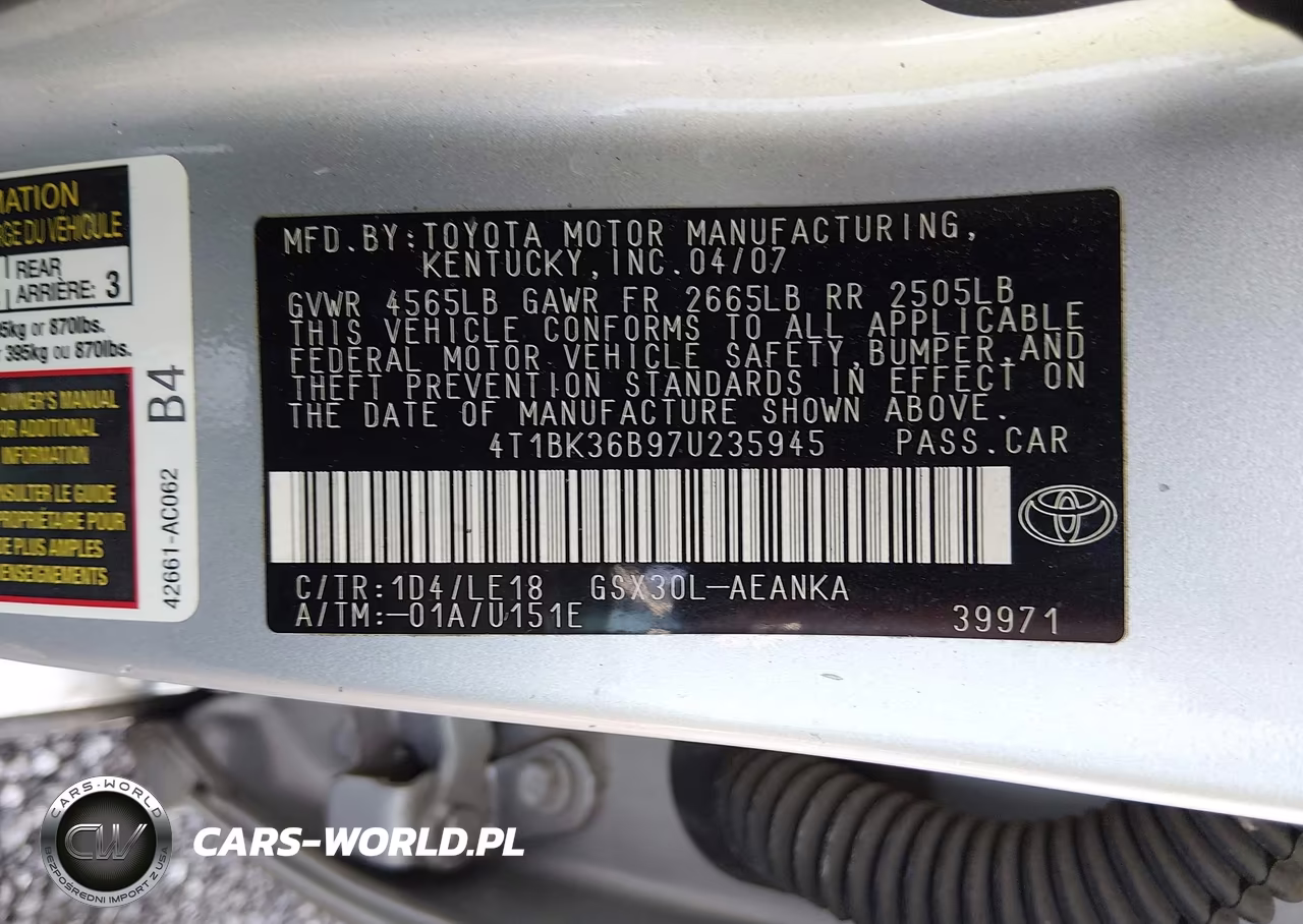 2007 Toyota Avalon Touring VIN:4T1BK36B97U235945 - 9