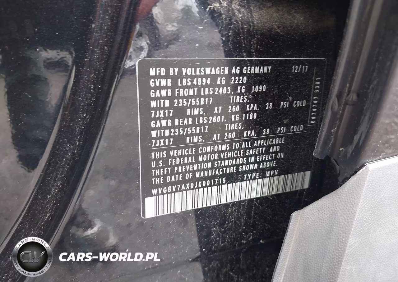 2018 Volkswagen Tiguan Limited 2.0T VIN:WVGBV7AX0JK001715 - 9