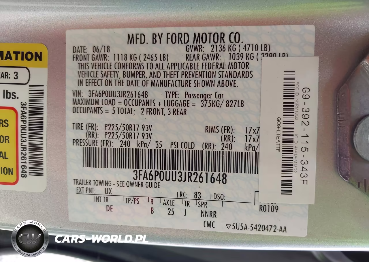 2018 Ford Fusion Hybrid S VIN:3FA6P0UU3JR261648 - 9