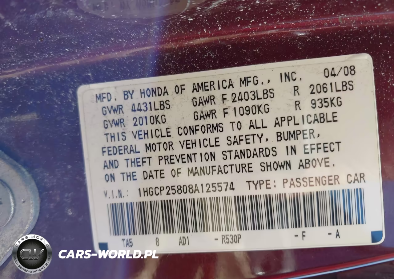 2008 Honda Accord 2.4 Ex-L VIN:1HGCP25808A125574 - 9
