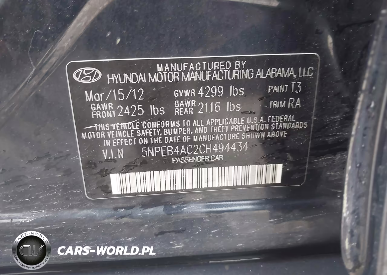 2012 Hyundai Sonata Gls VIN:5NPEB4AC2CH494434 - 9