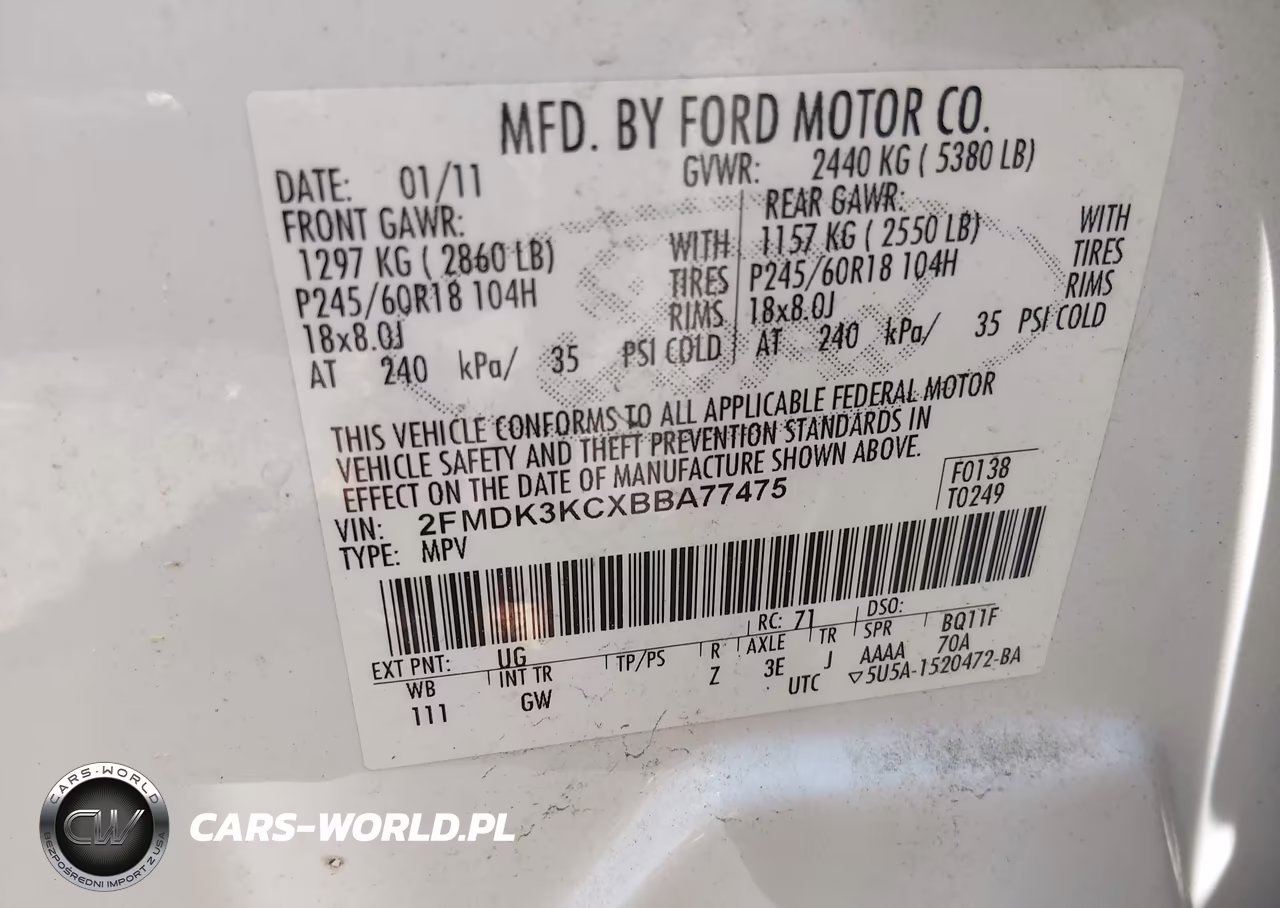 2011 Ford Edge Limited VIN:2FMDK3KCXBBA77475 - 9