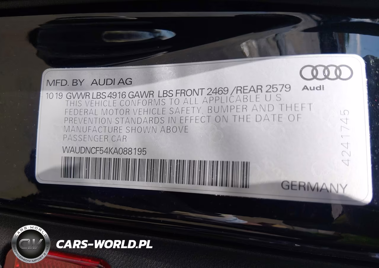 2019 Audi A5 45 Premium VIN:WAUDNCF54KA088195 - 9